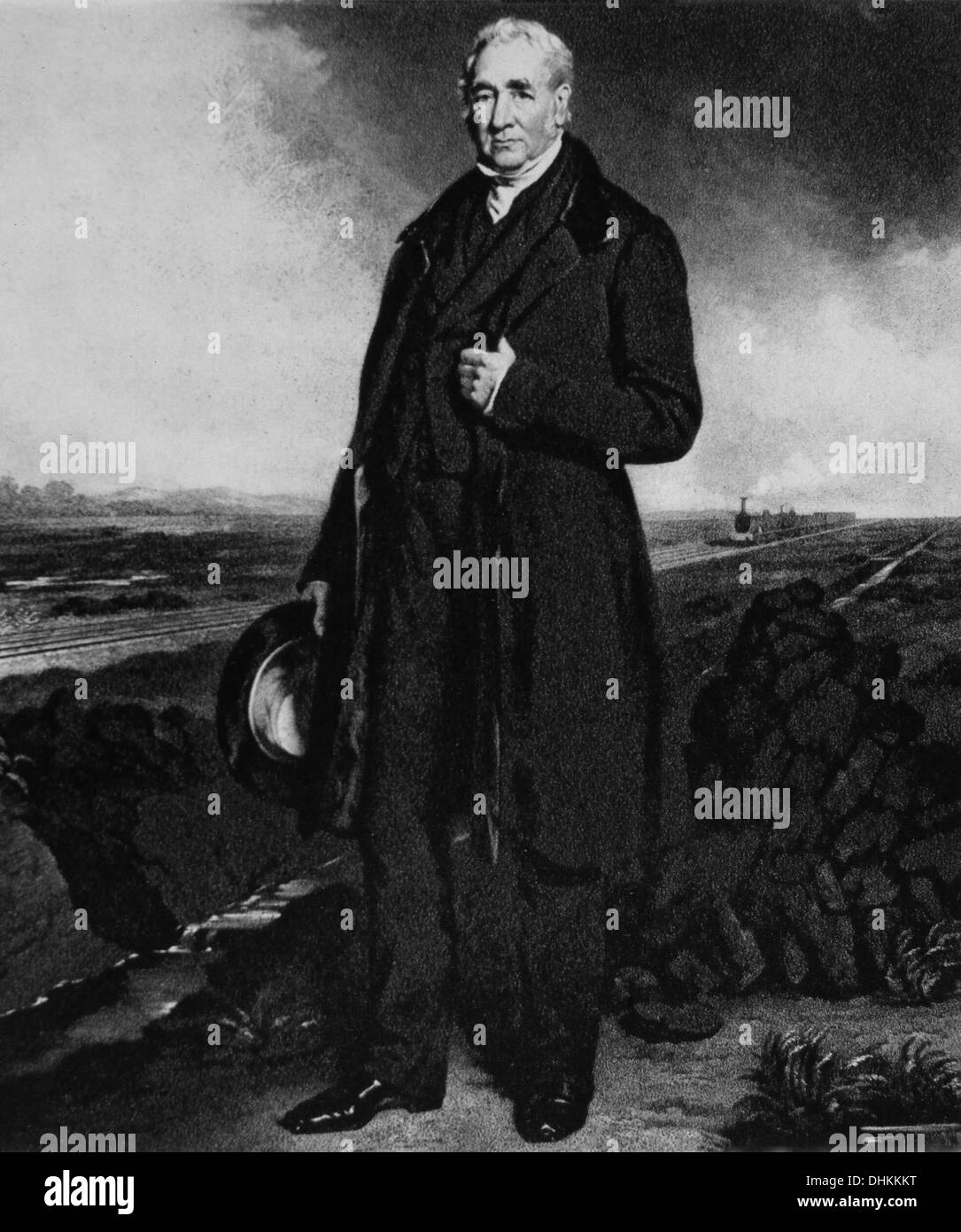 George Stephenson (1781-1848), englischer Ingenieur festgestellt Lokomotive Builder, Gravur, 1873 Stockfoto