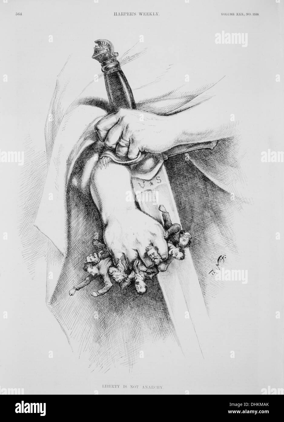Freiheit ist nicht Anarchie, Reaktion auf Urteil des Haymarket Riot Trial, Harper wöchentlich, 4. September 1886 Stockfoto