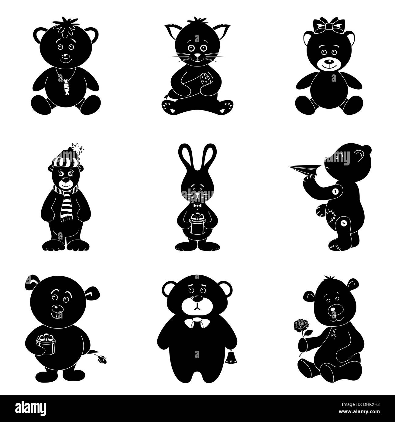 Cartoon Tiere, silhouette Stockfoto