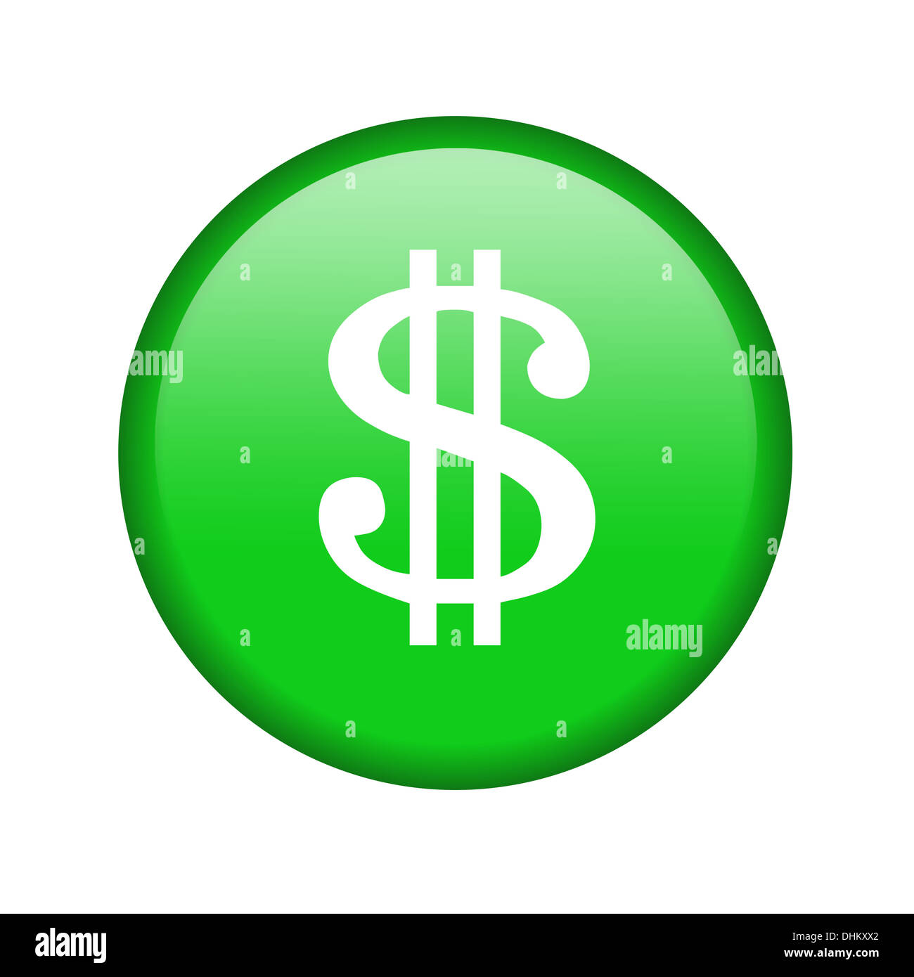 Glossy Icon mit einem Dollar-Zeichen Stockfoto