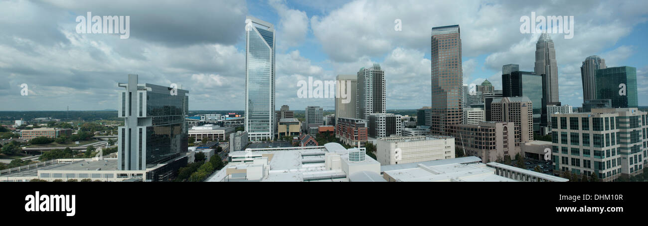 Charlotte Skyline Panorama Stockfoto