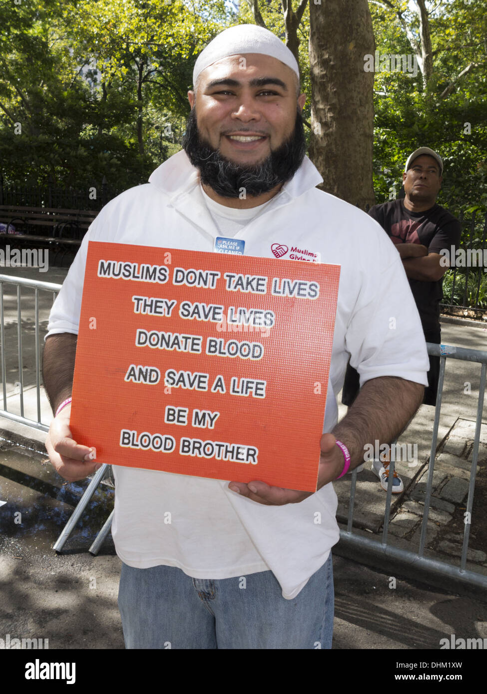 Jährliche muslimischen Day Parade in New York, 2013. Blutspendeaktion am Festival nach der Parade. Stockfoto