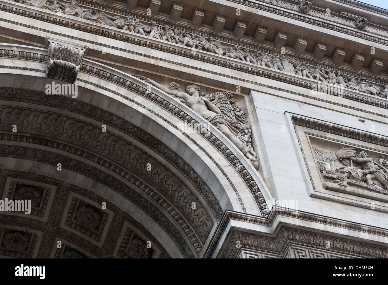 Skulptur Details auf dem Arc de Triomphe in Paris, Frankreich. Stockfoto