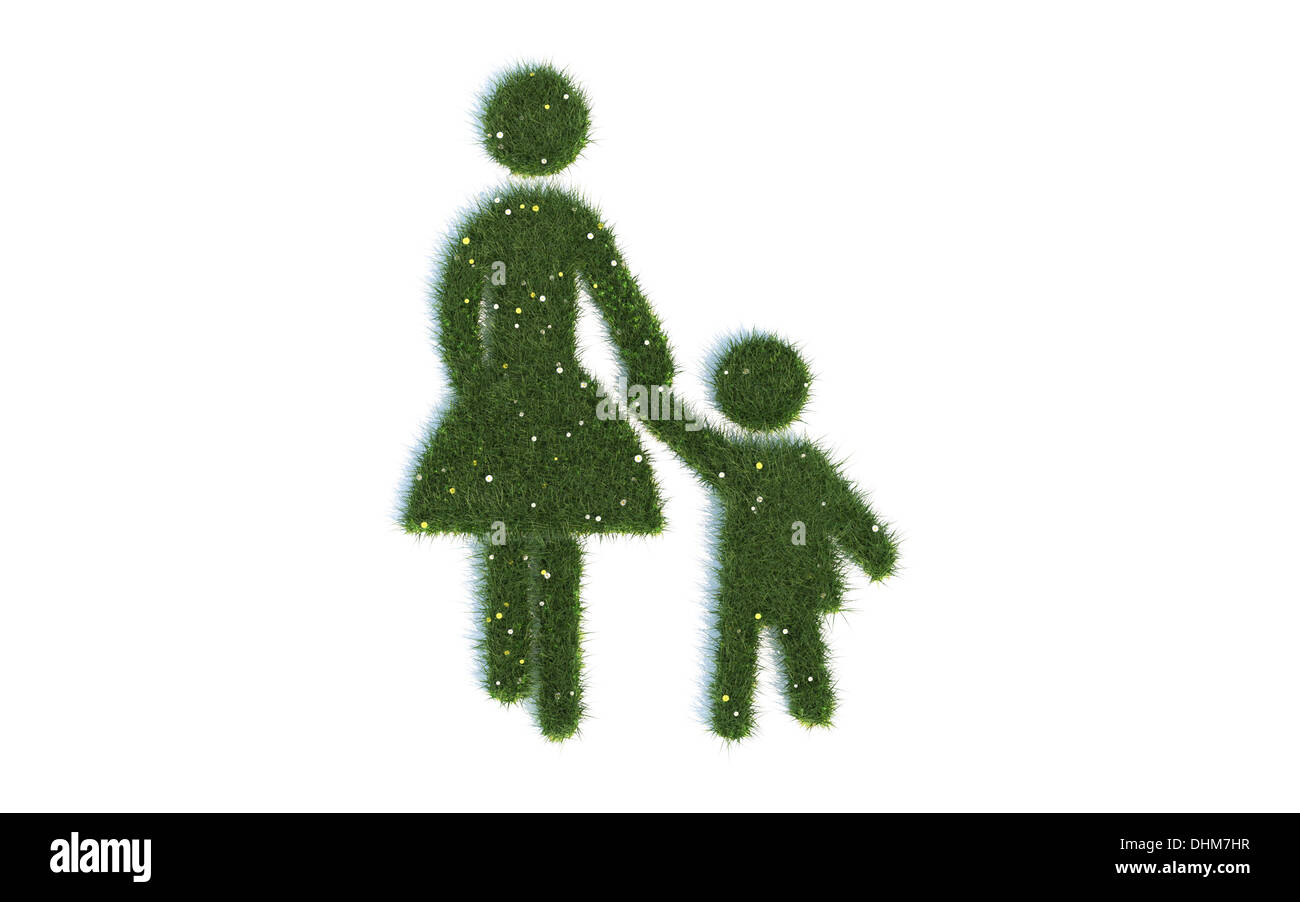 Frau-Mutter mit Kind Grass Stockfoto