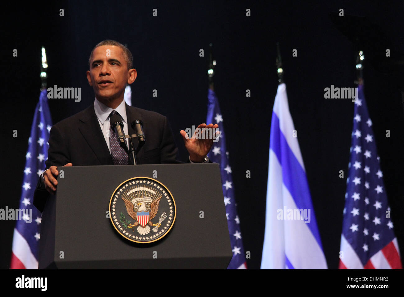 US-Präsident Barack Obama während eines Besuchs in Israel 21. März 2013 an der nationalen Konferenz in Jerusalem Stockfoto