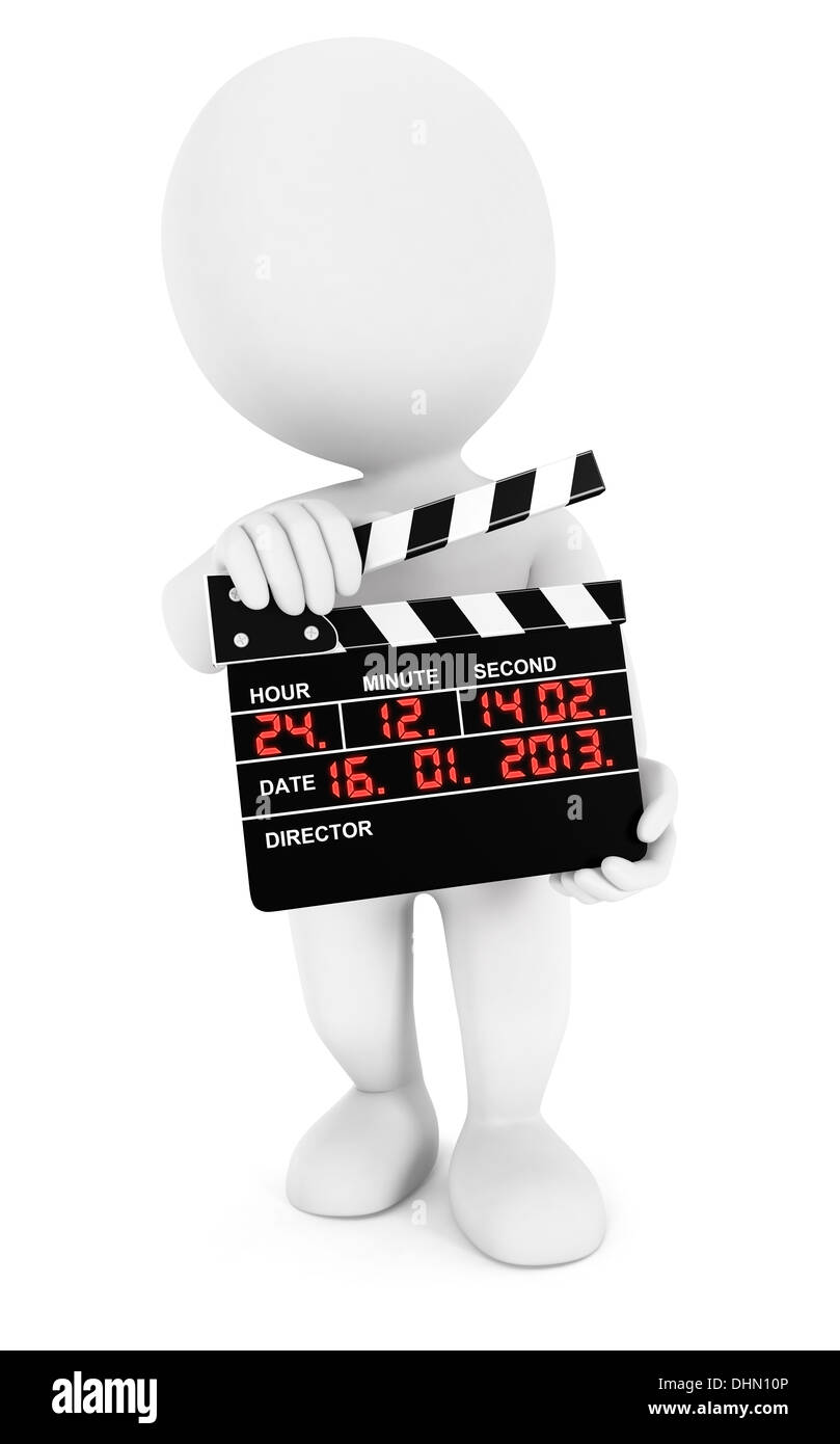 3D White people Film Klöppel, isolierten weißen Hintergrund, 3D-Bild Stockfoto
