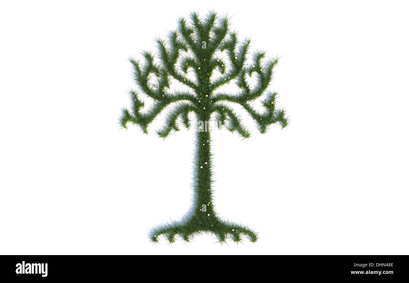 Baum-Symbole aus realistischen Grass Stockfoto