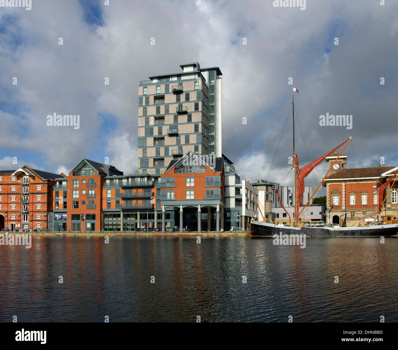 Regatta-Kai und die Cambria Wohnungen in der Revelopment von Ipswich Docks Stockfoto