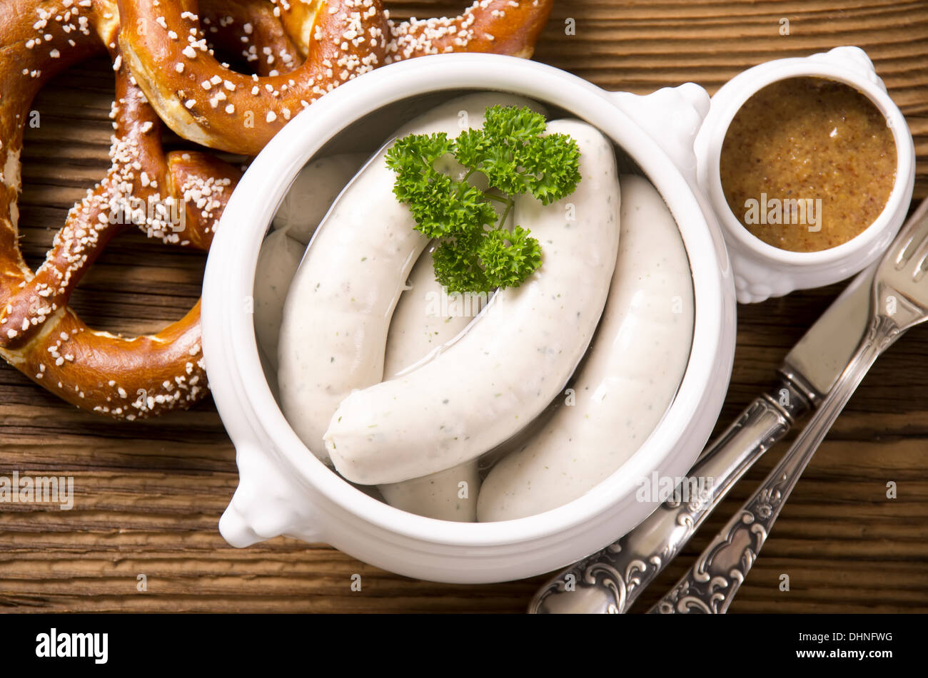 bayerische Weißwurst breaklfast Stockfoto