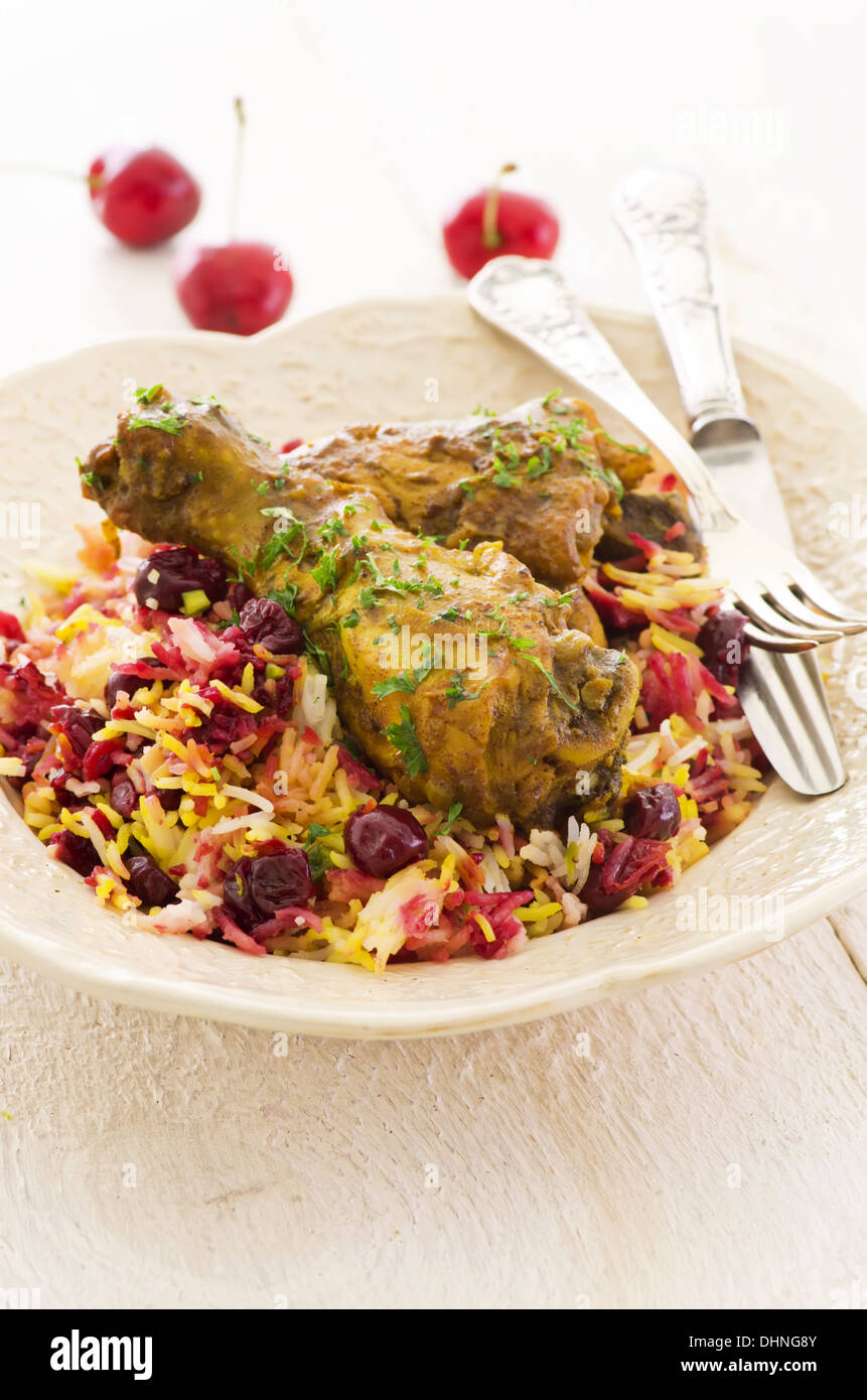 Albaloo Polo mit Huhn Stockfoto