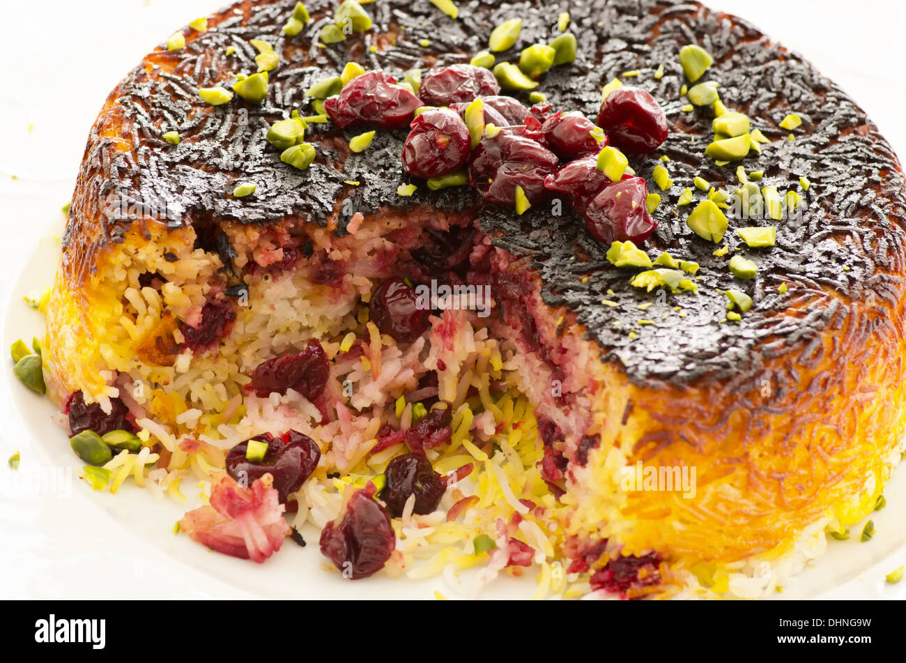 Albaloo Polo Woth Sauerkirschen Stockfoto