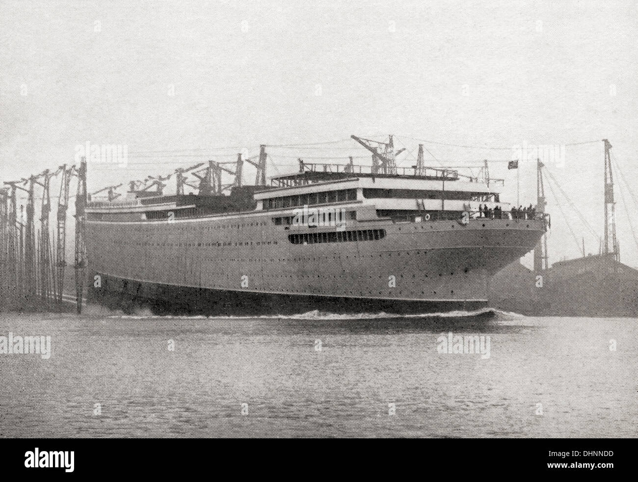 Die Einführung der RMS Aquitania, 21. April 1913. Von der Romantik des Schiffes Kaufmann veröffentlicht 1931. Stockfoto