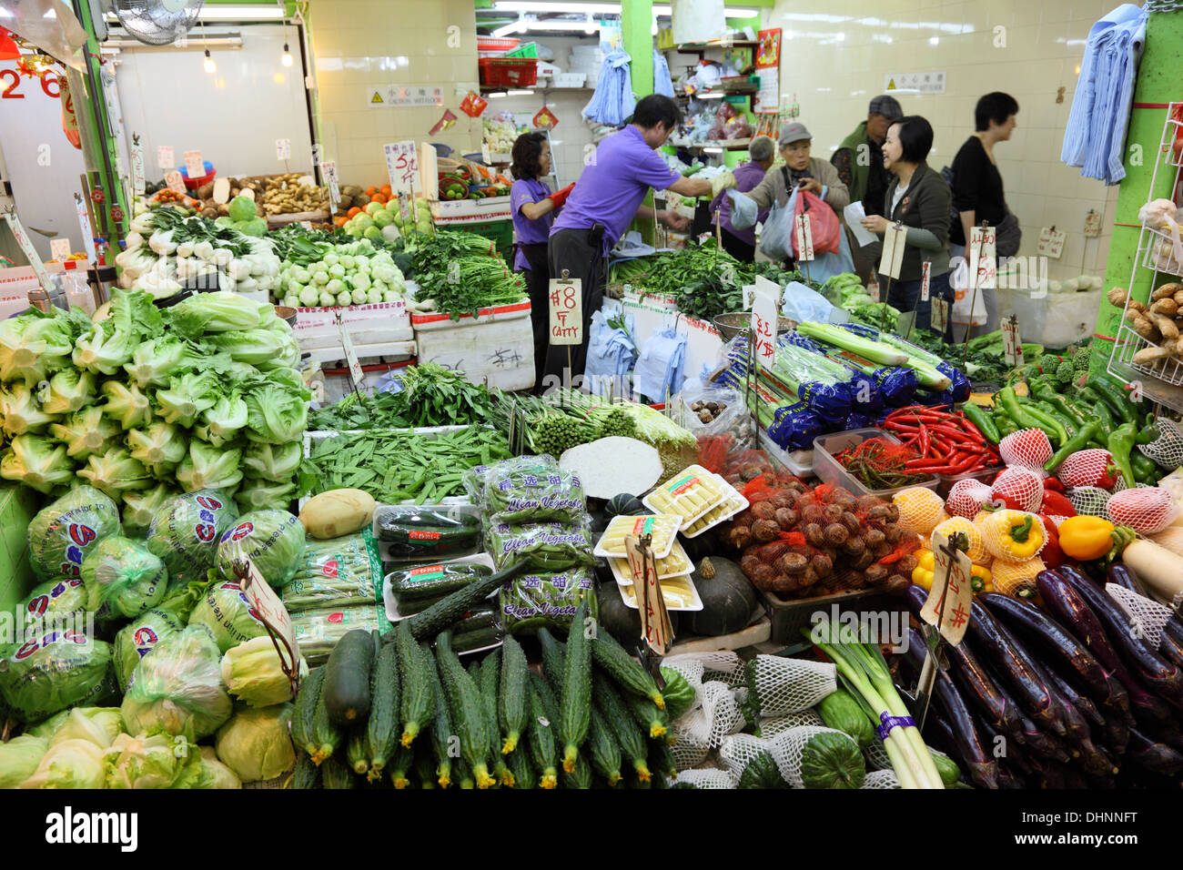 Gemüsemarkt in Hong Kong Stockfoto
