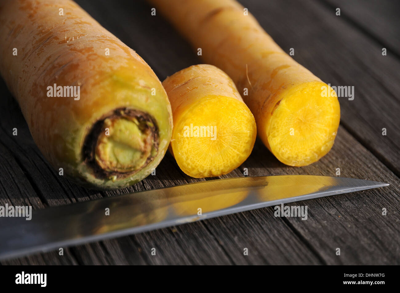 Gelbe Karotten Stockfoto