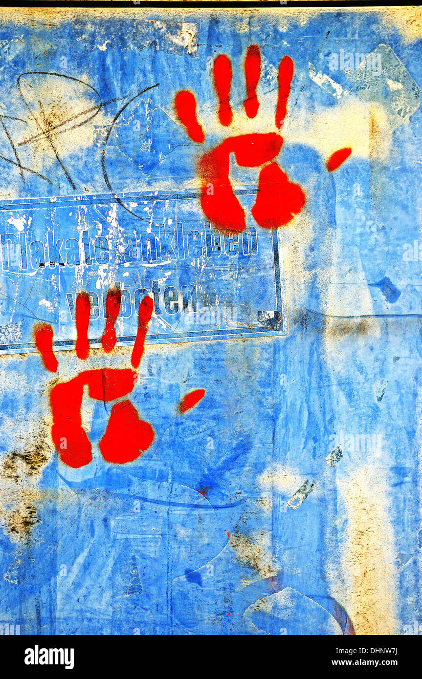 rote Hände Stockfoto