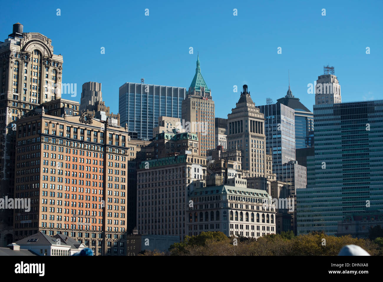 Blick auf Lower Manhattan in New York City... Stockfoto