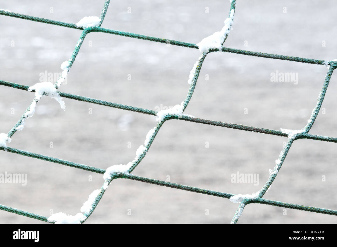 gefrorenen Schnee auf dem Netz Stockfoto