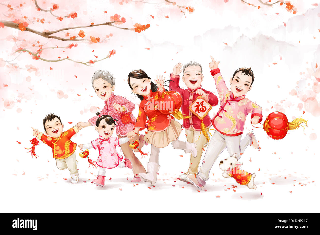 Große Familie feiert Chinesisches Neujahr Stockfoto
