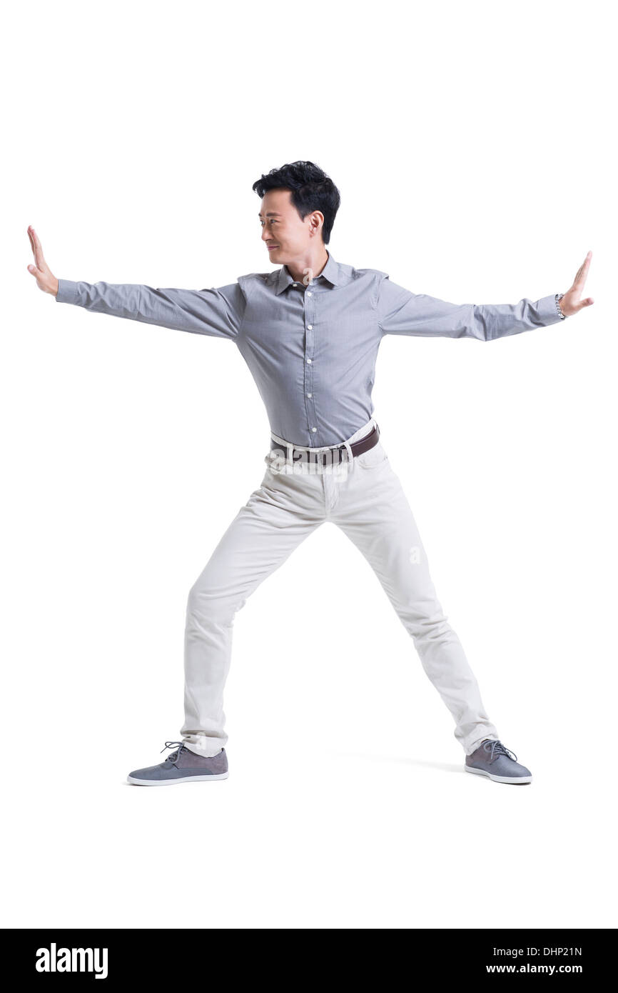 Mitte erwachsener Mann Übung Stockfoto