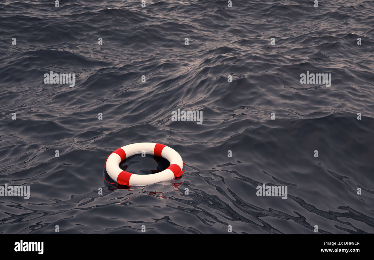 Rettungsring im Ozean Stockfoto