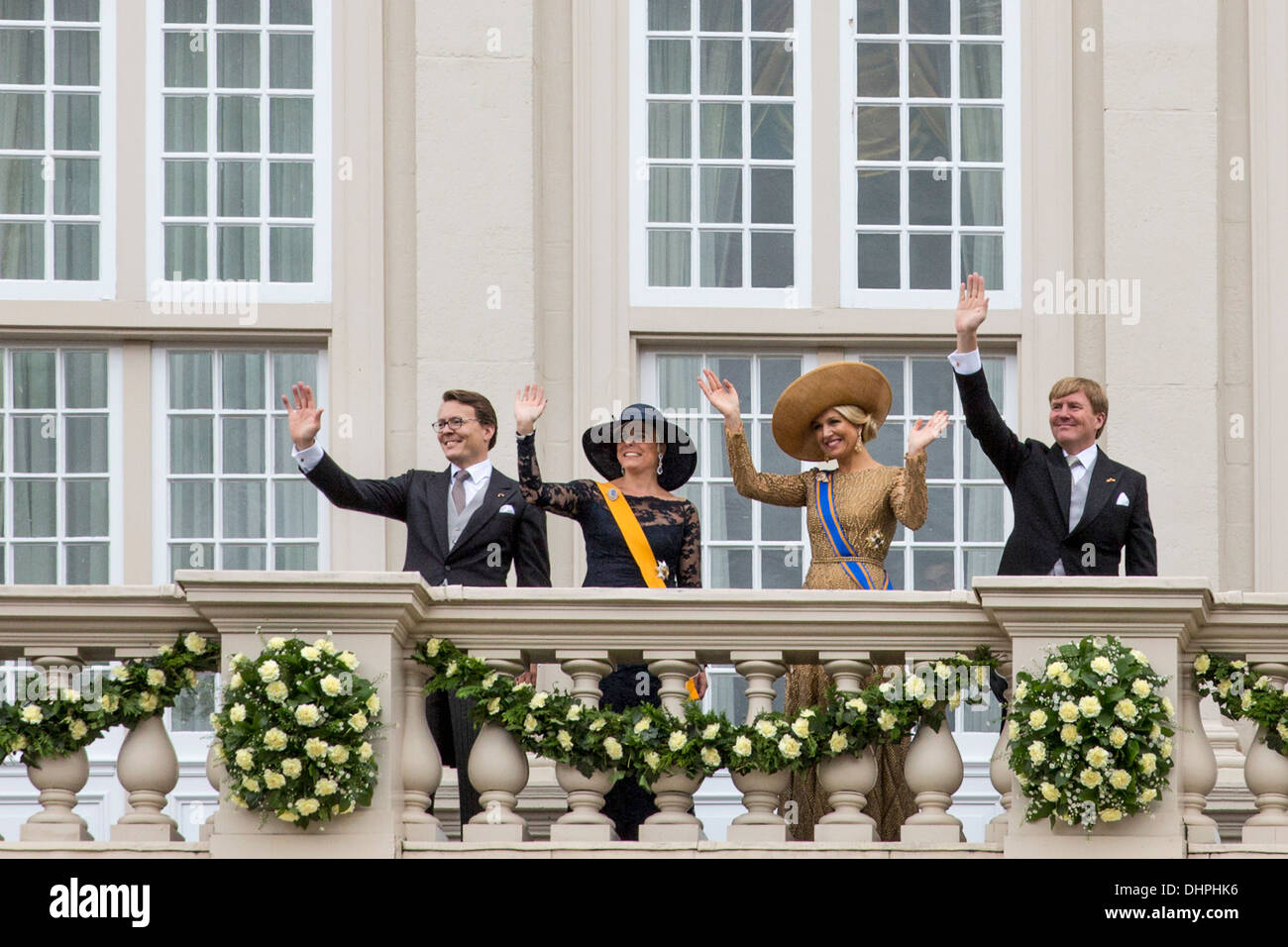 Niederlande, den Haag, königliche Familie Gruß der Öffentlichkeit vom Balkon des Palastes Noordeinde genannt. Stockfoto