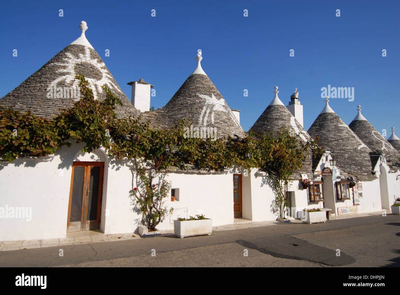 Trulli Häuser in Alberobello. Apulien, Italien Stockfoto