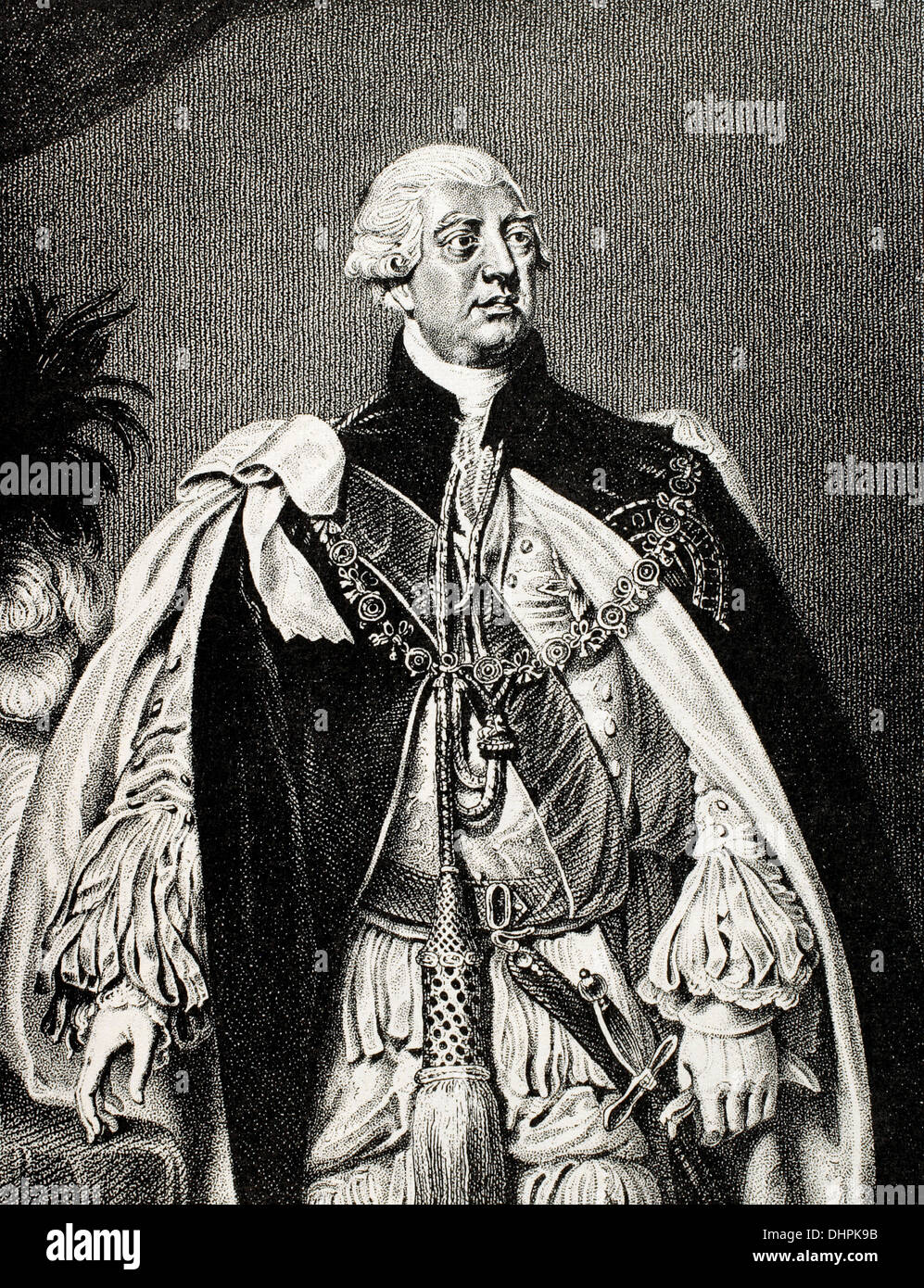 George III (1738-1820). König von Großbritannien und Irland später König des Vereinigten Königreichs und von Hannover. Gravur. Stockfoto