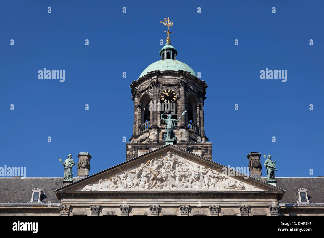 Turm des königlichen Palastes in Amsterdam, Niederlande Stockfoto