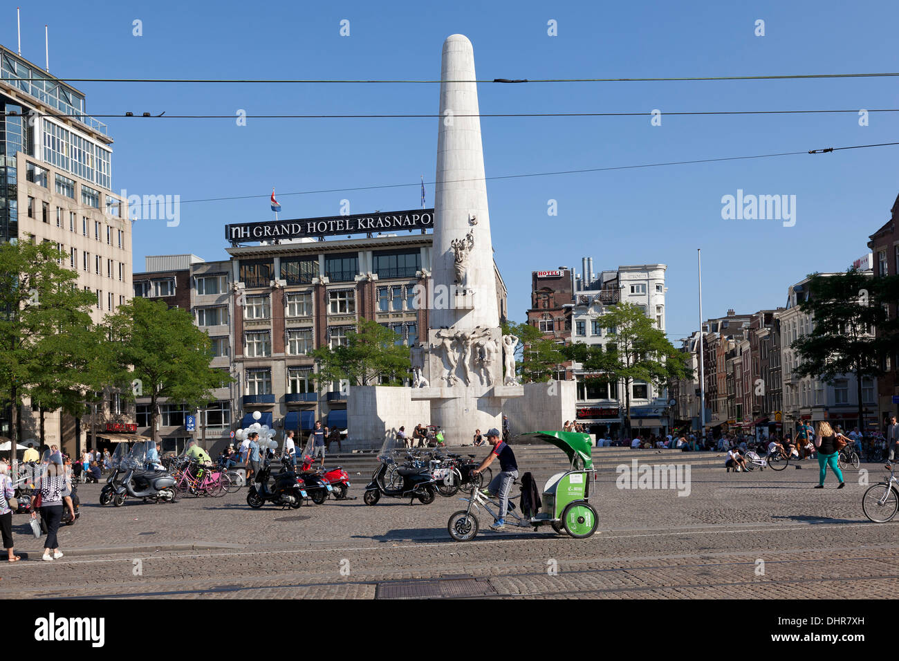 Dam Squarel im Sommer in Amsterdam, Niederlande Stockfoto
