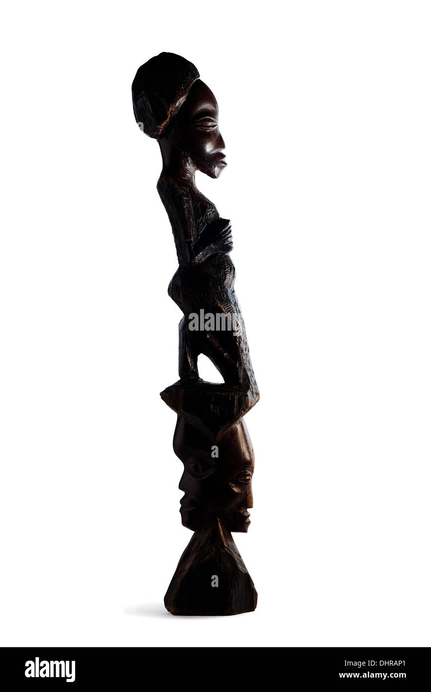 Silhouette des afrikanischen Figur halbe Gesicht Over White Background Stockfoto