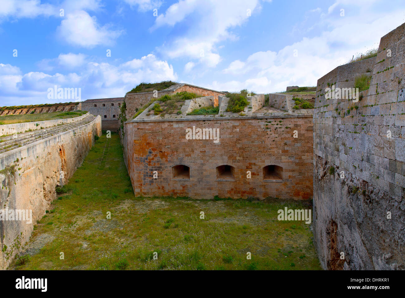 Menorca La Mola Burg Festungsmauer in Mahon auf den Balearischen Inseln Stockfoto