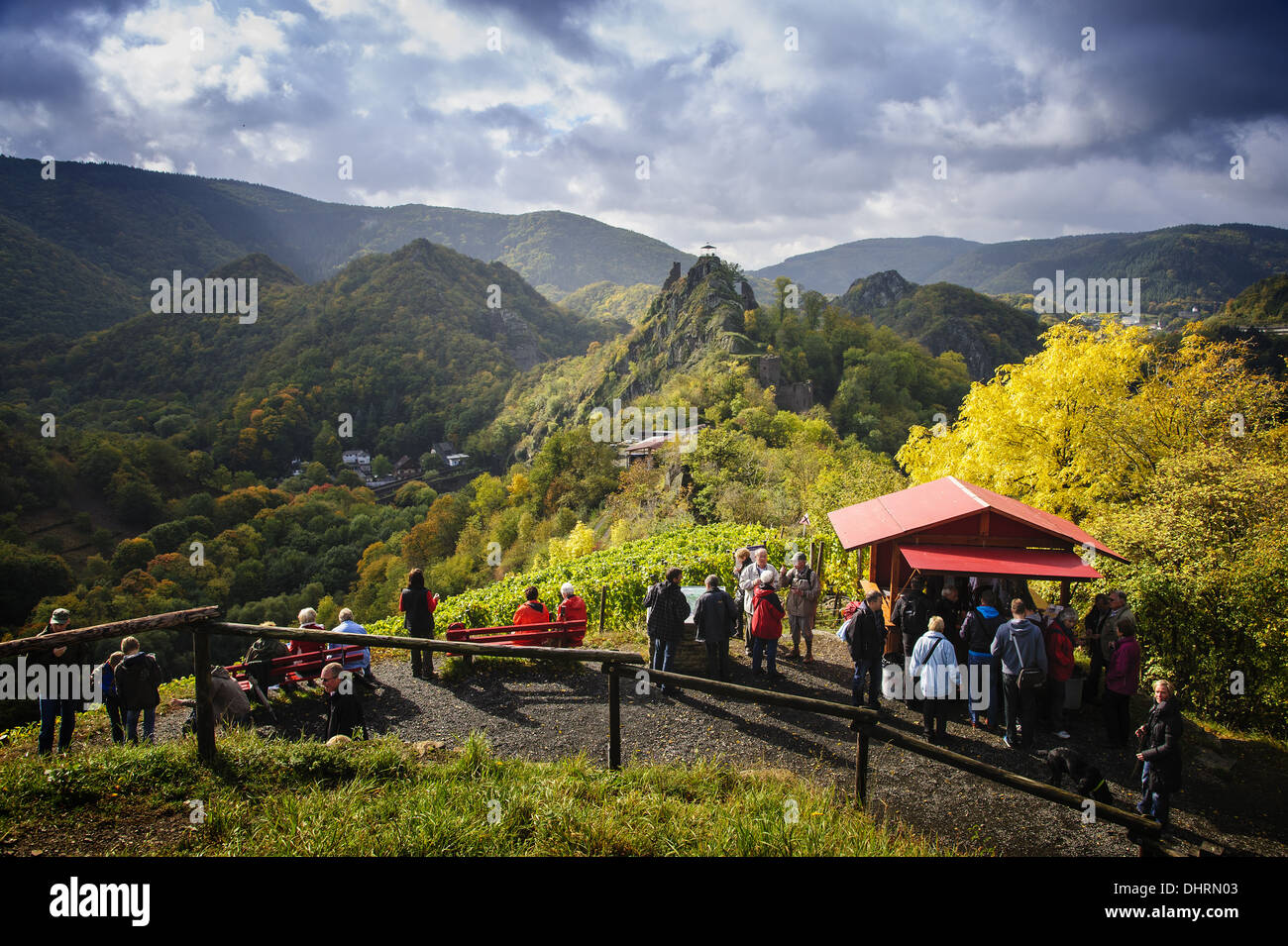 Wein-Bar auf der Red Wine Trail auf Altenahr Stockfoto