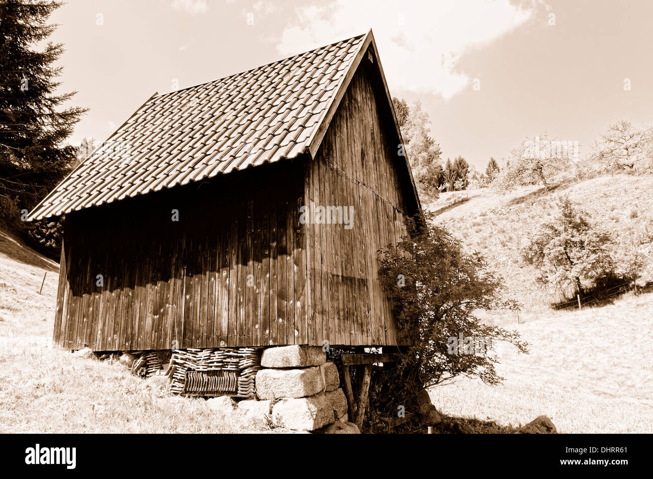 Heuhaufen in Bermersbach Schwarzwald Deutschland Stockfoto