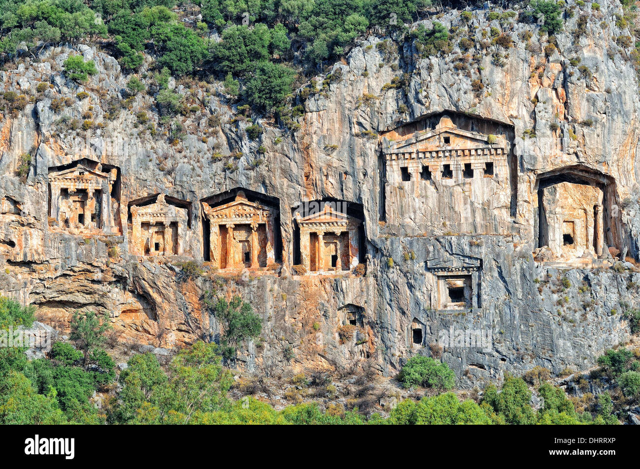 Lykischen Rock Tombs Dalyan Türkei Stockfoto