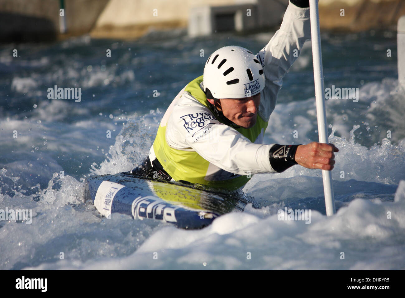 Finale der British Open 2013 - Slalom Kanu, Lee Vally White Water Centre, London am 3. November 2013 Stockfoto