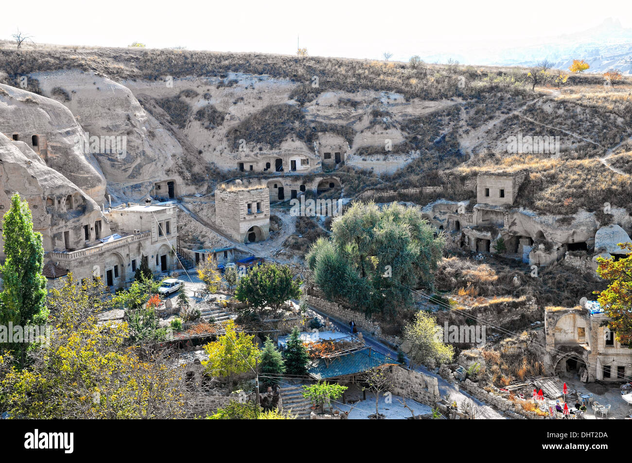 lebte in Klippenwohnungen in Türkei Cavusin Stockfoto