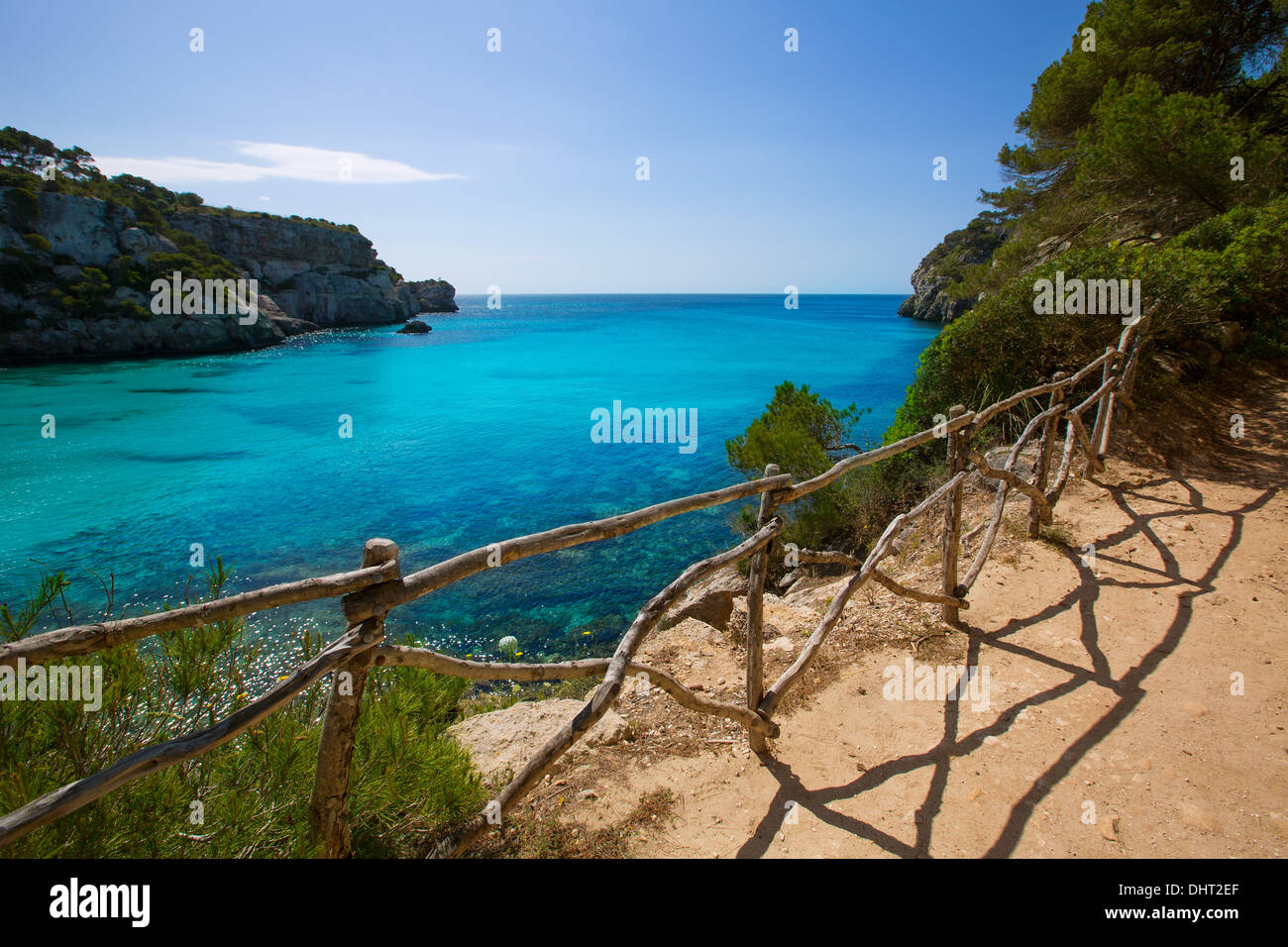 Cala Macarella Ciudadela Menorca türkisblauen Mittelmeer Balearen Stockfoto