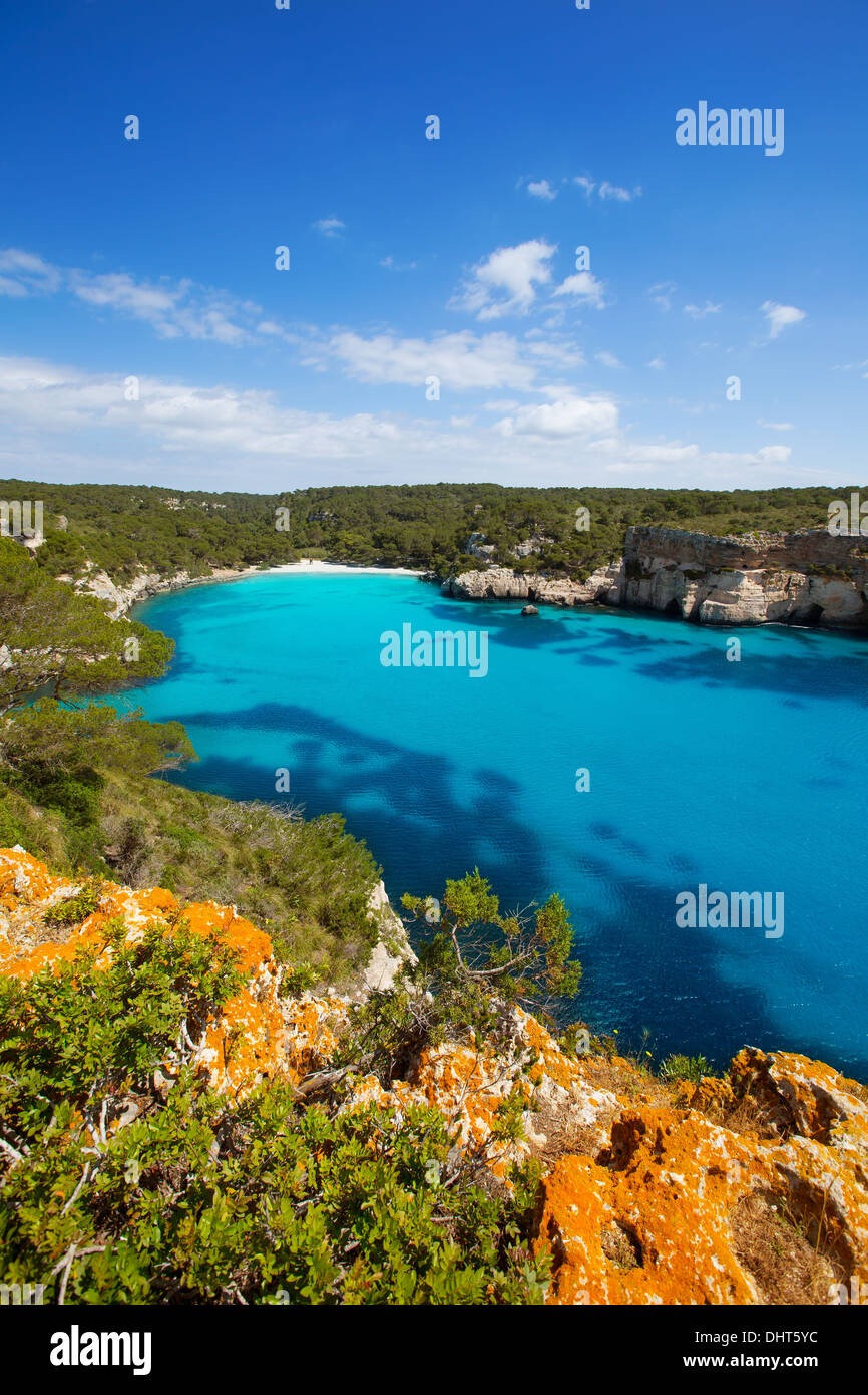 Cala Macarella Ciudadela Menorca türkisblauen Mittelmeer Balearen Stockfoto