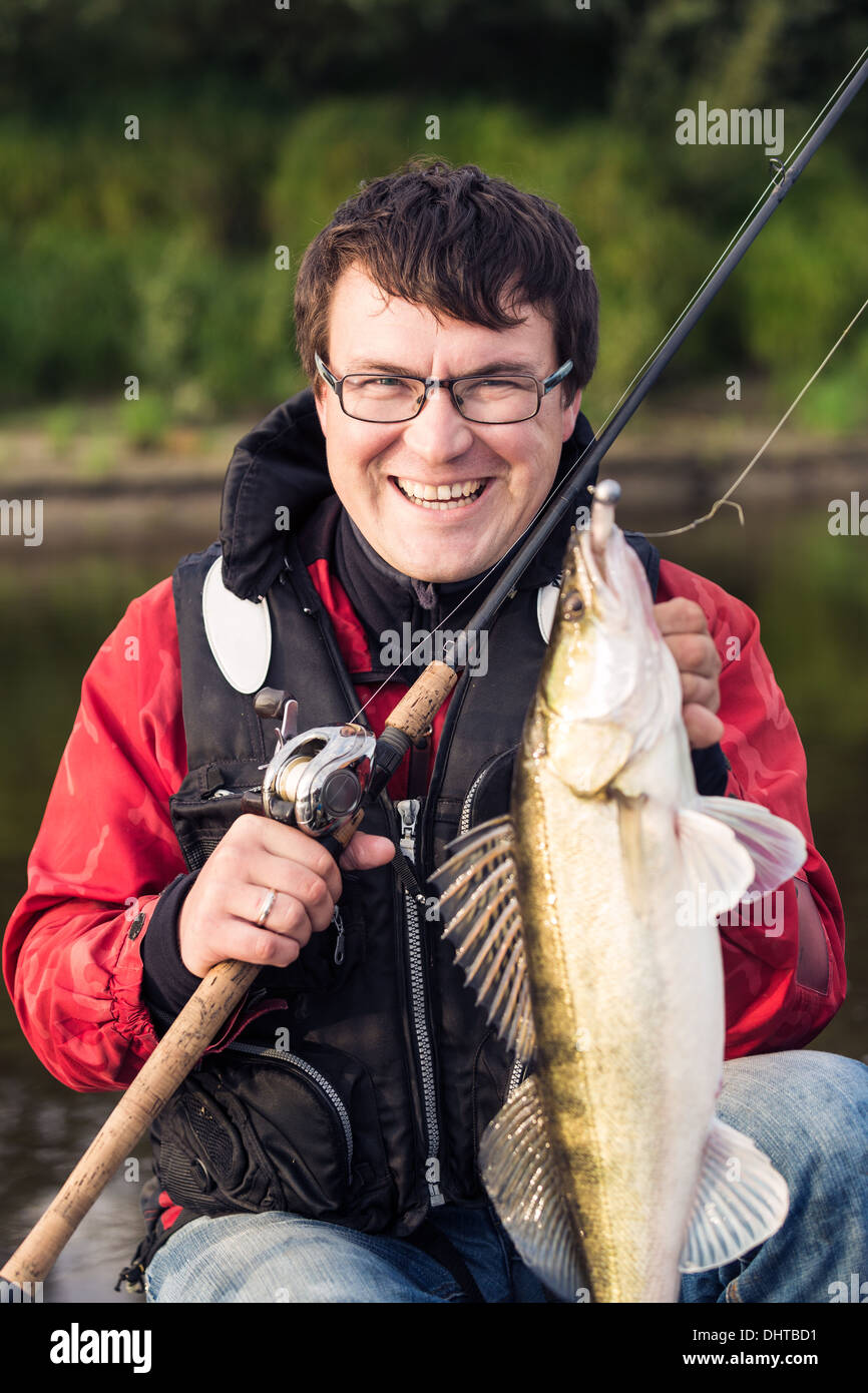 Glücklich Fisher Stockfoto