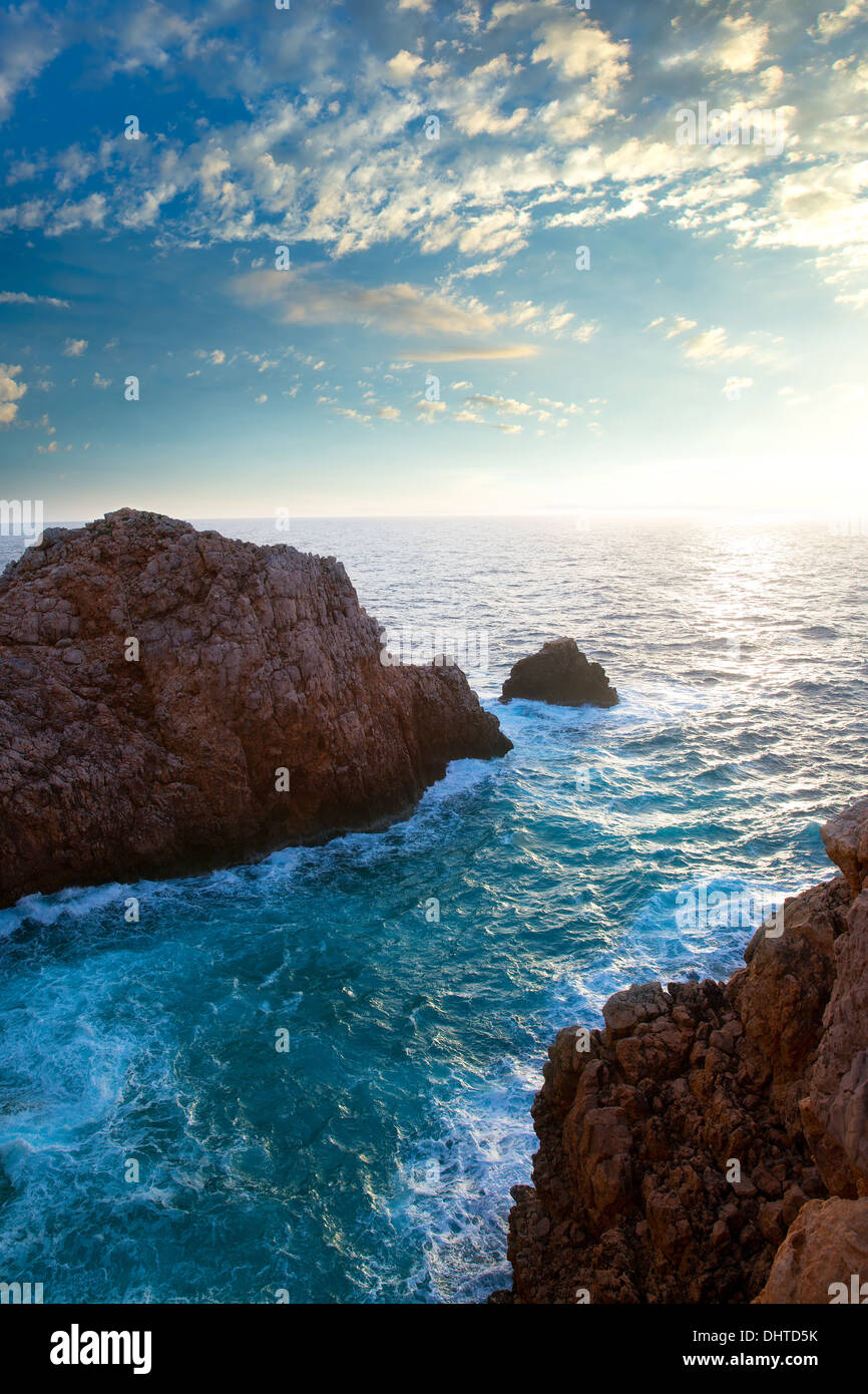 Menorca Punta Nati Sonnenuntergang in Ciutadella Balearischen Inseln im Mittelmeer Stockfoto