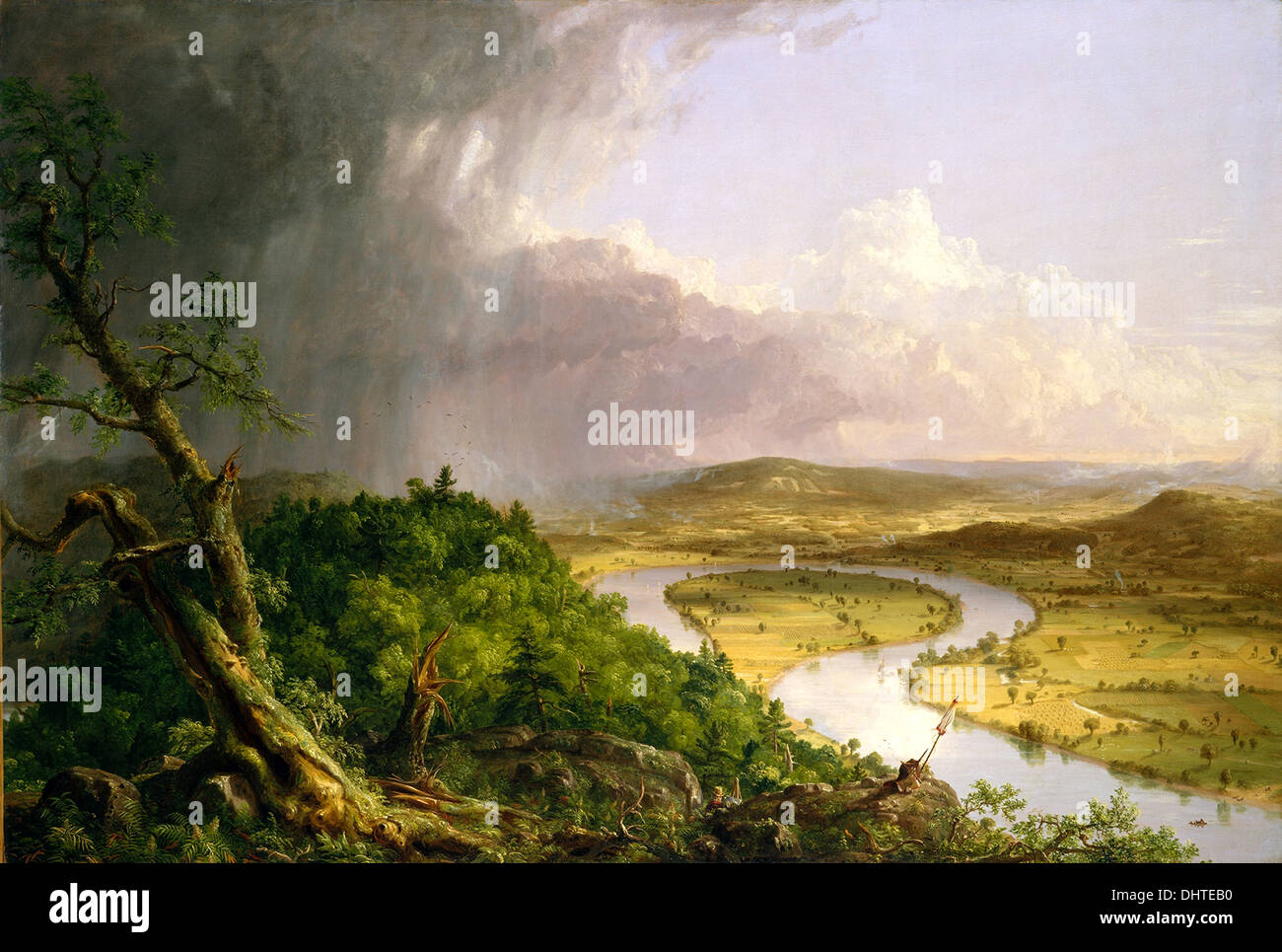 Blick vom Mount Holyoke, Northampton, Massachusetts, nach einem Gewitter - die Oxbow - von Thomas Cole, 1836 Stockfoto