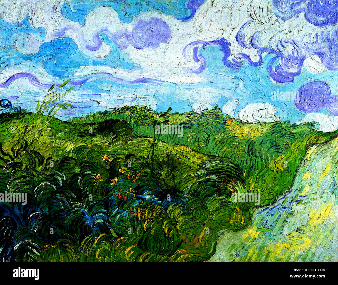 Grüne Weizenfelder - von Vincent Van Gogh, 1890 Stockfoto