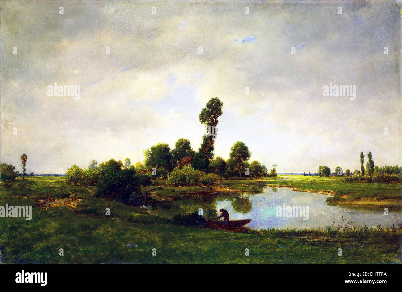 Eine Flusslandschaft - von Théodore Rousseau, 1800 Stockfoto