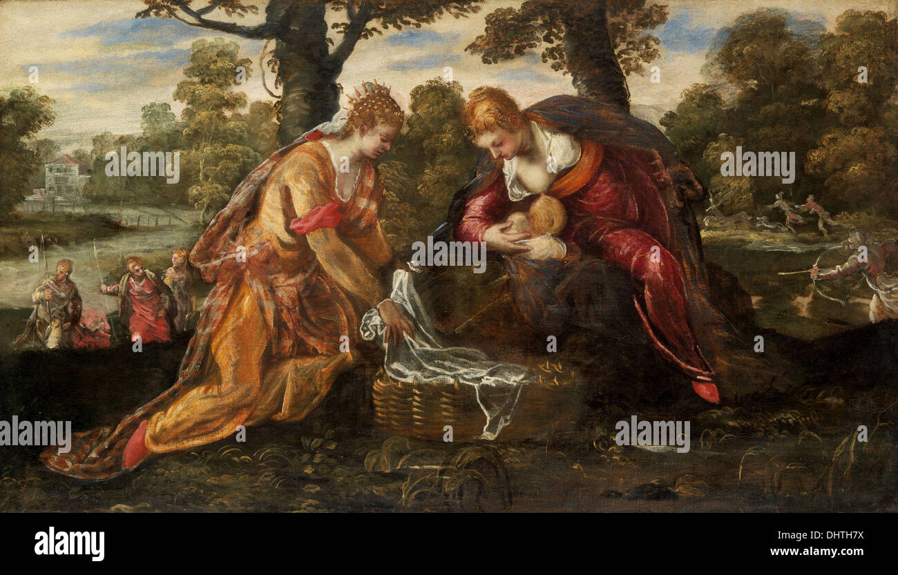 Suche nach Moses - von Jacopo Tintoretto, 16. Jh. Stockfoto