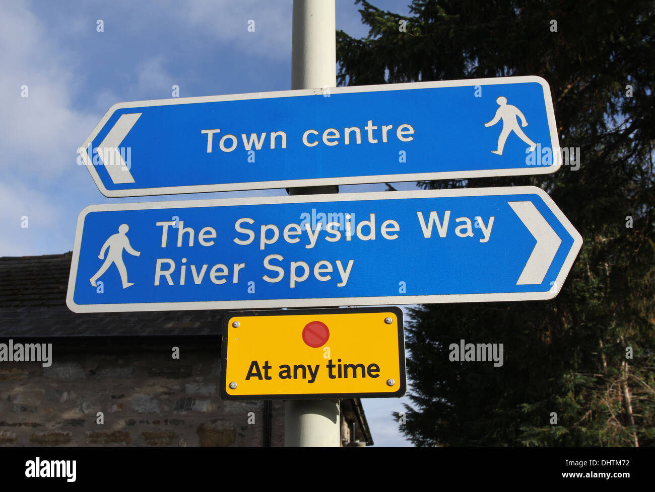 Speyside weise Zeichen in Grantown-on-Spey Schottland november 2013. Stockfoto