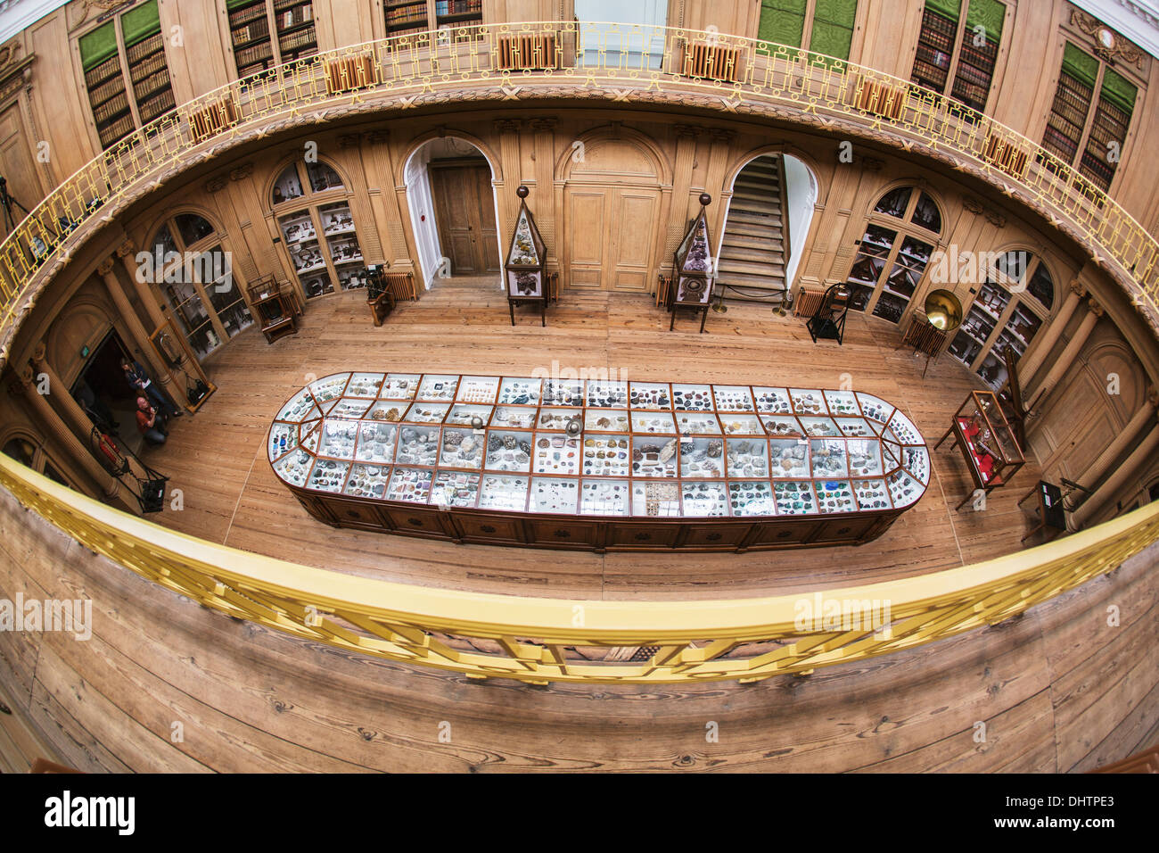 Niederlande, Haarlem, Teylers Museum, älteste Museum des Landes. Vogelperspektive Blick auf ovaler Saal Stockfoto