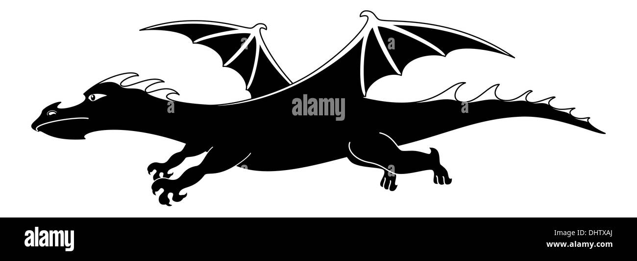 Cartoon-Drachen, silhouette Stockfoto