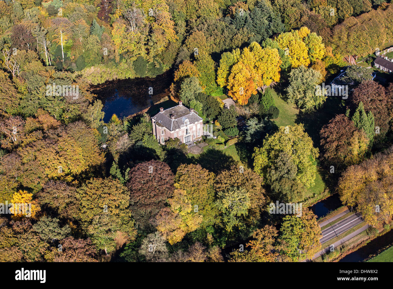 Niederlande,'s-Graveland, Landgut namens Hilverbeek. Herbst. Luft. Stockfoto