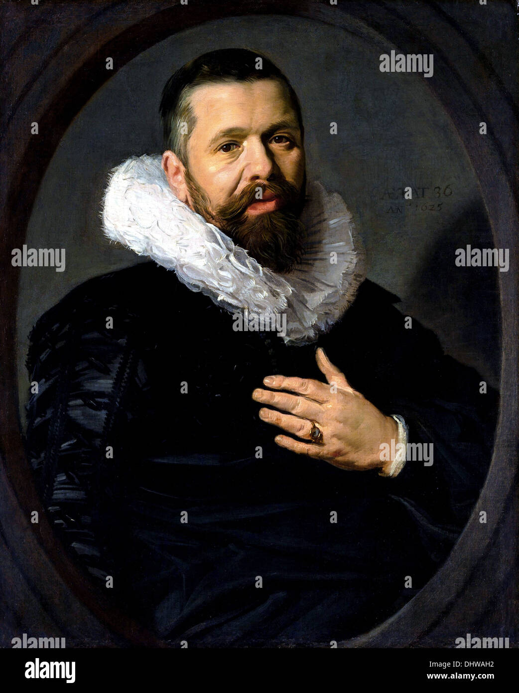 Porträt eines bärtigen Mannes mit einer Halskrause - von Frans Hals, 1625 Stockfoto