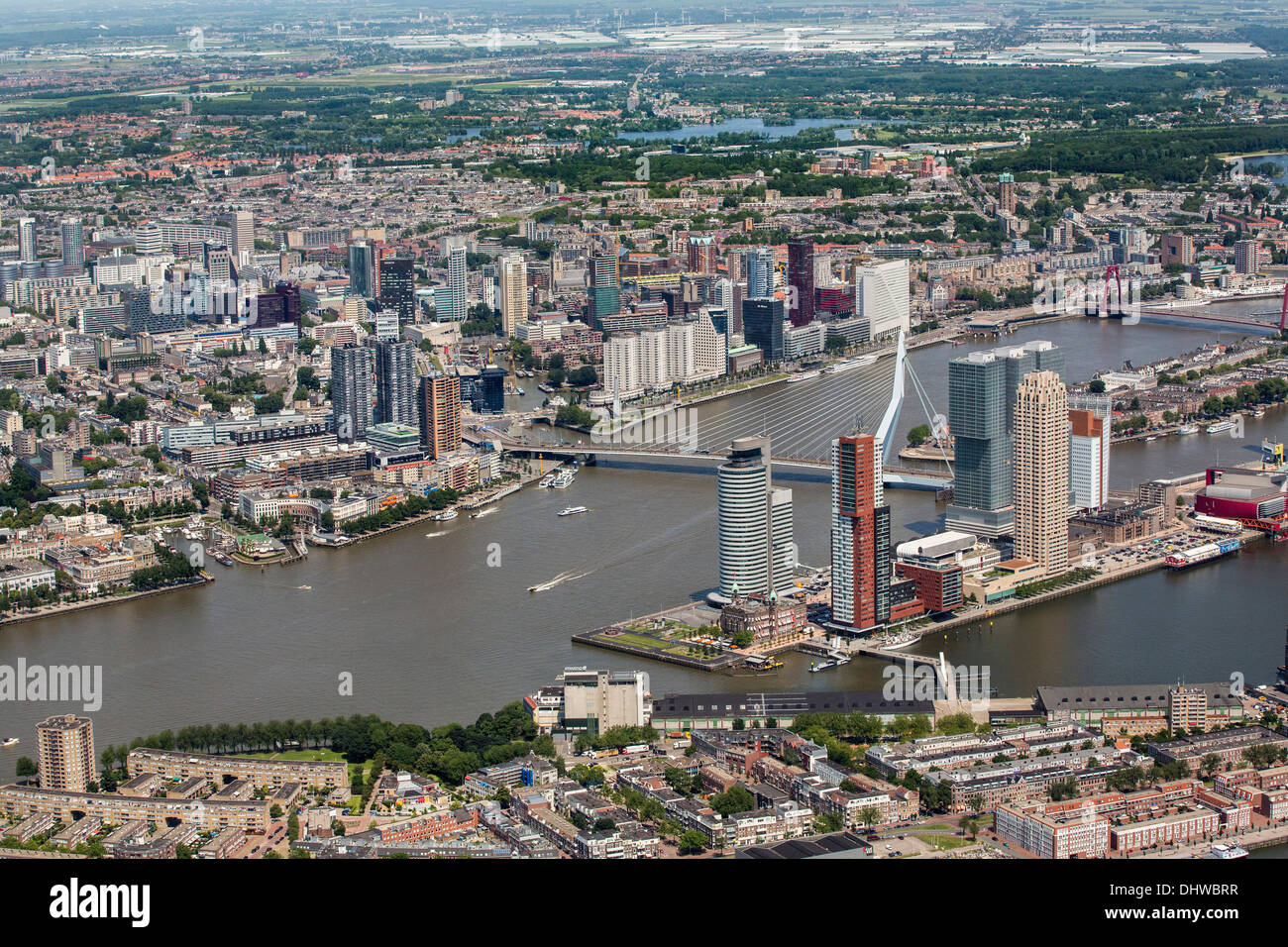 Niederlande, Rotterdam, Blick auf die Innenstadt. Luftbild Stockfoto